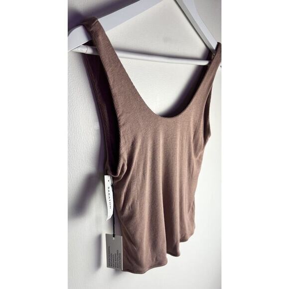 Babaton Womens Mauve Ribbed Crop Stretch Scoop Neck Top Capsule Piece Size M - Picture 3 of 8